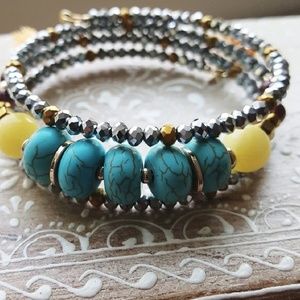 Glass and Turquoise Wrap Bracelet